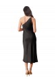 Online Sleek One Shoulder Midi Length Short Stretch Satin Slip Cocktail Prom Dress / Homecoming Dress UK