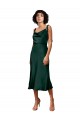 Online Spaghetti Straps Tie Shoulders Cowl Neck Short Midi Length Stretch Satin Cocktail Prom Dress / Homecoming Dress UK