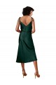 Online Spaghetti Straps Tie Shoulders Cowl Neck Short Midi Length Stretch Satin Cocktail Prom Dress / Homecoming Dress UK
