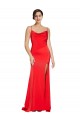 Online Low Back Cowl Neck Stretch Satin Prom Dress with High Side Slit UK