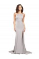 Online High Neck Low Back Long Full Length Stretch Satin Prom Dress UK