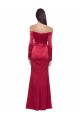 Online Long Sleeves Off the Shoulder Stretch Satin Prom Dress with High Side Split UK