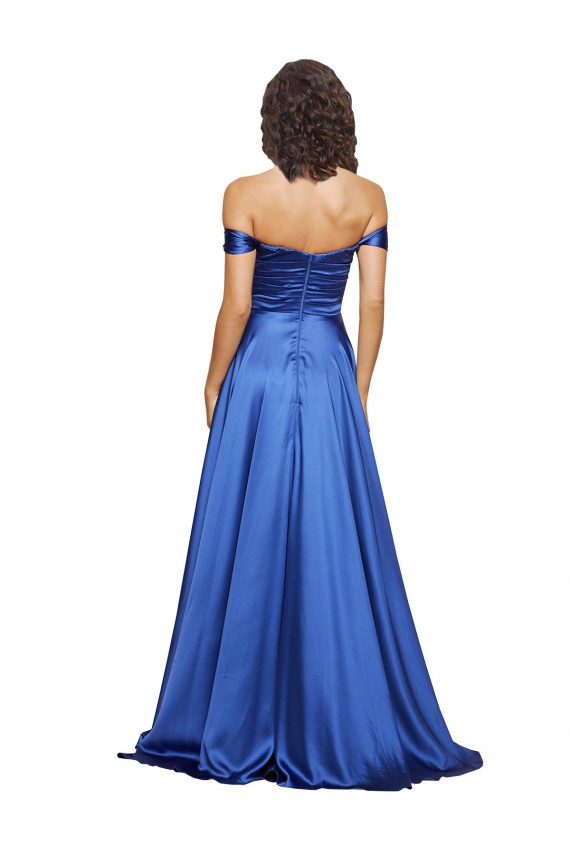 Online Ball Gown Off the Shoulder Sweetheart Stretch Satin Prom Dress UK