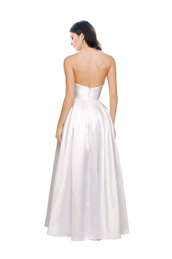 Online Full Length Strapless V-Cutout Stretch Satin Prom Dress UK