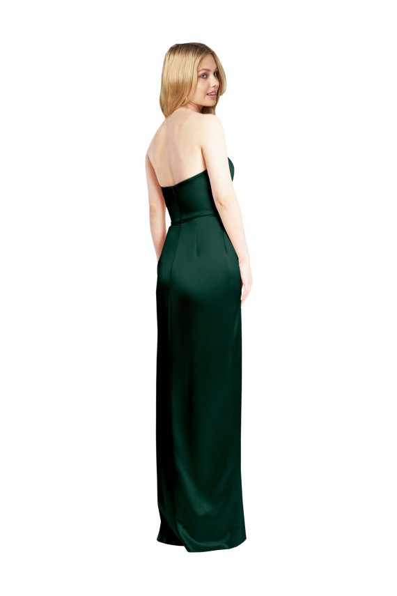 Online Scooped Strapless Neckline Stretech Satin Prom Dress with Side Slit UK