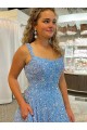 Online A-Line Scoop Sleeveless Long Court Train Velvet Sequin Prom Dress UK