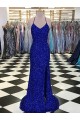 Online V-Neck Sleeveless Long Velvet Sequin Prom Dress UK