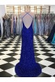 Online V-Neck Sleeveless Long Velvet Sequin Prom Dress UK