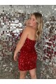 Online Sweetheart Sleeveless Short Velvet Sequin Prom Dress UK