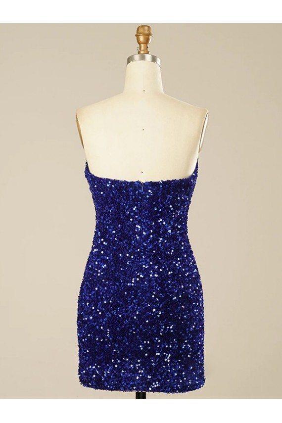 Online Short Sweetheart Velvet Sequin Prom Dress UK