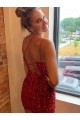 Online V-Neck Sleeveless Short Velvet Sequins Prom Dress UK