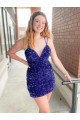 Online Sleeveless Short Velvet Sequin V-Neck Prom Dress UK