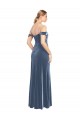 Online Draped Sleeves Wide Scoop Neck Off the Shoulder Velvet Prom Dress UK
