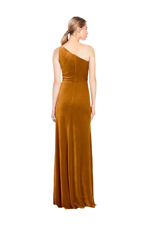 Online Sleek One Shoulder Long Velvet Prom Dress UK