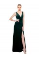 Online Sleek V-Neck Long Velvet Prom Dress with Side Slit UK