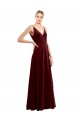 Online Faux Wrap V-Neck Sleek Long Velvet Prom Dress UK