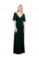 Online Deep V-Neck Flutter Sleeves Long Velvet Wrap Prom Dress UK
