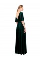 Online Deep V-Neck Flutter Sleeves Long Velvet Wrap Prom Dress UK