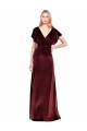 Online Flutter Sleeves Open Back Long Velvet Prom Dress UK