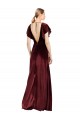 Online Flutter Sleeves Open Back Long Velvet Prom Dress UK