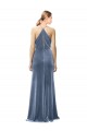 Online Halter Cowl Neck Long A-Line Velvet Prom Dress with Keyhole Back UK