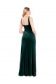 Online Square Neck Full Length Velvet Prom Dress with Side Slit UK