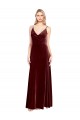Online Faux Surplice Neckline Slim A-Line Long Velvet Prom Dress UK