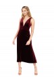 Online Daring Plunging V-Neckline Short Midi Length Velvet Cocktail Prom Dress / Homecoming Dress UK