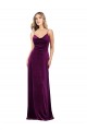 Online Draped Neckline Spaghetti Straps Velvet Prom Dress UK