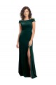 Online Floor Length Cap Sleeves Long Velvet Prom Dress with High Side Slit UK