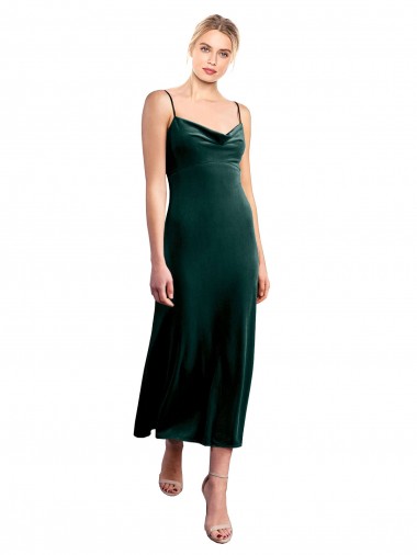 Online Midi Length Cowl Neck Velvet Slip Cocktail Prom Dress / Homecoming Dress UK