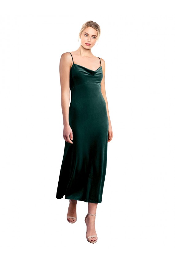 Online Midi Length Cowl Neck Velvet Slip Cocktail Prom Dress / Homecoming Dress UK