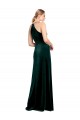 Online Long Jewel Neck Full Length Velvet Prom Dress with Side Slit UK
