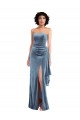 Online Strapless Velvet Maxi Prom Dress with Draped Skirt UK
