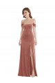 Online Off the Shoulder Flounce Sleeve Velvet Maxi Prom Dress & Pockets UK