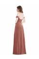 Online Off the Shoulder Flounce Sleeve Velvet Maxi Prom Dress & Pockets UK