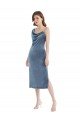 Online Midi Length Asymmetrical One Shoulder Velvet Slip Prom Dress UK
