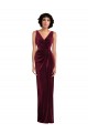 Online Draped Skirt Faux Wrap Velvet Maxi Prom Dress UK