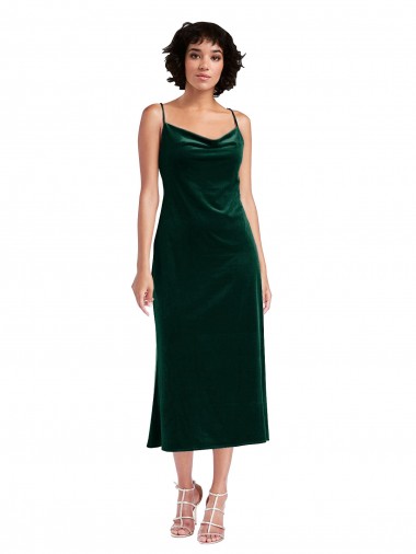 Online Midi Length Cowl Neck Velvet Short Slip Cocktail Prom Dress / Homecoming Dress UK