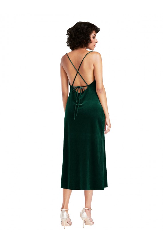 Online Midi Length Cowl Neck Velvet Short Slip Cocktail Prom Dress / Homecoming Dress UK