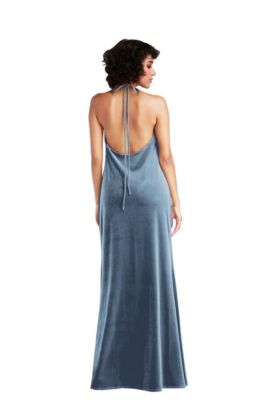 Online Cowl Neck Velvet Maxi Slip Prom Dress UK