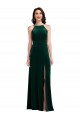 Online Velvet Halter Maxi Prom Dress with Front Slit & Pockets UK