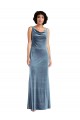 Online Floor Length Cowl Neck Long Stretch Velvet Maxi Prom Dress UK
