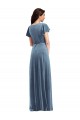 Online Flutter Sleeve Velvet Wrap Maxi Prom Dress with Pockets UK