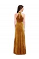 Online High-Neck Halter Velvet Maxi Prom Dress with Front Slit UK