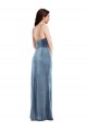 Online Spaghetti Strap Velvet Maxi Prom Dress with Draped Skirt UK