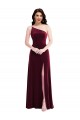 Online One Shoulder Spaghetti Strap Velvet Maxi Prom Dress with Pockets UK
