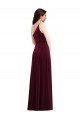 Online One Shoulder Spaghetti Strap Velvet Maxi Prom Dress with Pockets UK