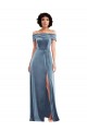 Online Draped Cuff Off the Shoulder Velvet Maxi Prom Dress with Pockets UK
