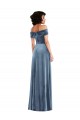 Online Draped Cuff Off the Shoulder Velvet Maxi Prom Dress with Pockets UK